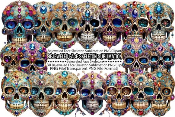 Bejeweled Face Skeleton: A Unique Embroidery Design