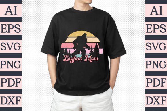 Bigfoot Mom T-Shirt Design: A Whimsical Embroidery Choice