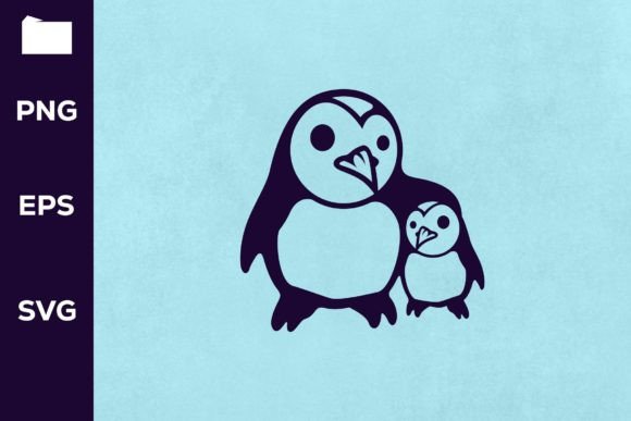 Charming Mom and Baby Penguin Design