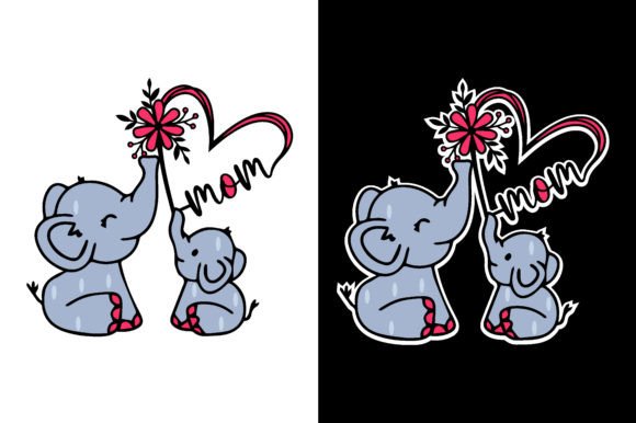 Elephant Mom and Baby: A Heartwarming Mother's Day Design