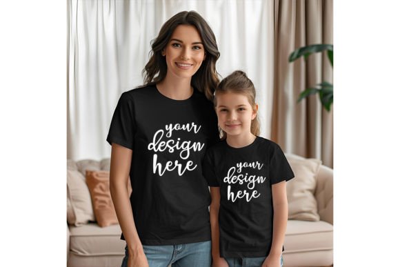 Reviewing the Mom and Me Black T-shirt Mockup